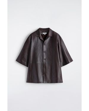 COS Textured-Leather Shirt - Black