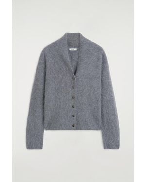 COS Draped Brushed Merino Wool Cardigan - Blue