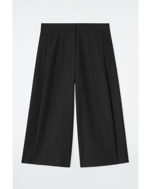 COS Cropped Wool-Blend Wide-Leg Pants - Black