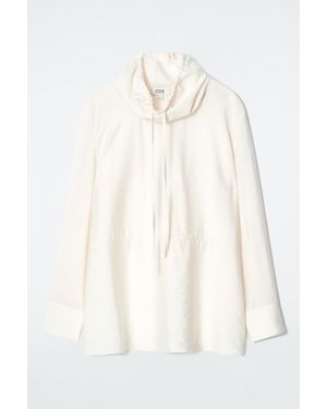 COS Drawstring Funnel-neck Blouse - White