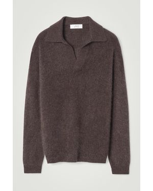COS The Brushed-cashmere Polo Shirt - Brown