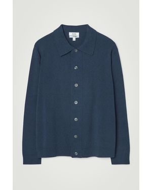 COS Relaxed Textured-Knit Cotton Overshirt - Blue
