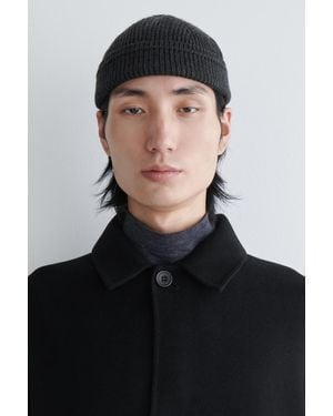 COS Gerippte Fisherman-Beanie Aus Woll-Baumwoll-Mix - Schwarz