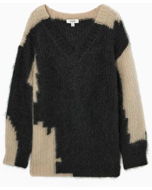 COS Oversized-pullover Aus Mohair Mit V-ausschnitt - Schwarz