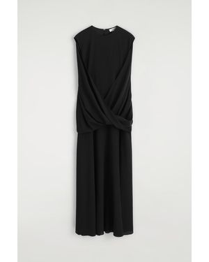 COS Draped Silk Maxi Dress - Black