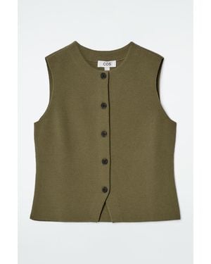 COS Knitted Cotton Waistcoat - Green