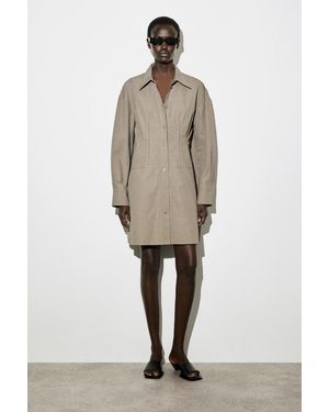 COS Flared Cotton Mini Shirt Dress in Blue | Lyst