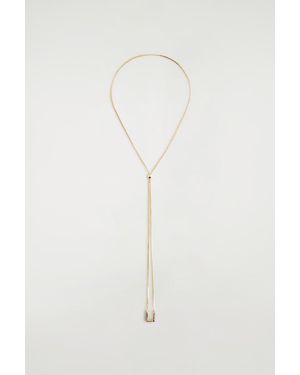 COS Rectangular Chain Pendant Necklace - White
