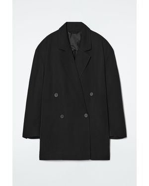 COS Oversized Draped Double-breasted Blazer - Black