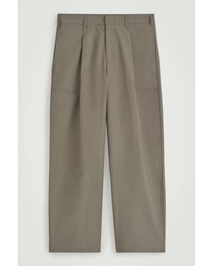 COS Wide-Leg Cotton-Twill Pants - Natural