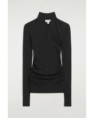 COS Wrap-Over Merino Wool Top - Black