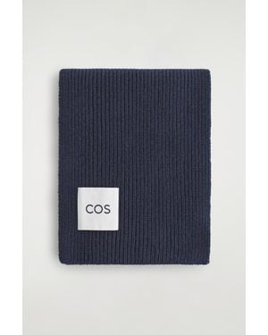 COS Chunky Ribbed Wool Scarf - Blue