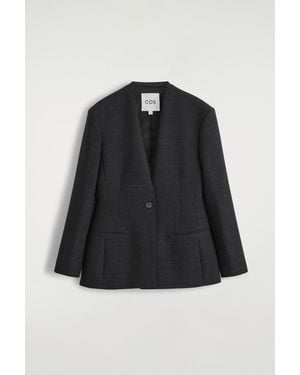COS Waisted Collarless Blazer - Black