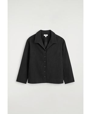 COS Crinkled-Jersey Shirt - Black