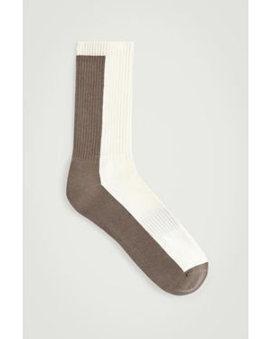 COS Colour-Block Ribbed Socks - White