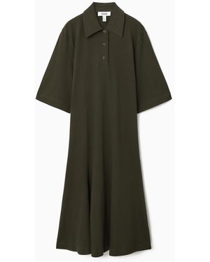 COS Flared Polo Shirt Dress - Green