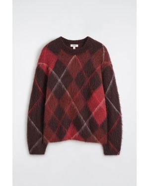 COS Argyle Wool-Mohair Crew-Neck Jumper - Red