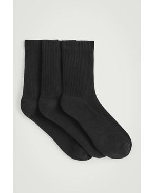 COS 3-pack Ribbed Sport Socks - Black