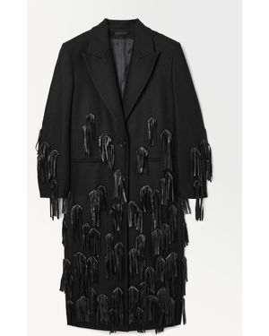 COS The Leather-tasselled Wool Coat - Black