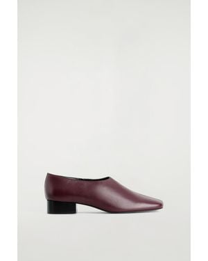 COS Square-Toe Leather Heeled Shoes - Red