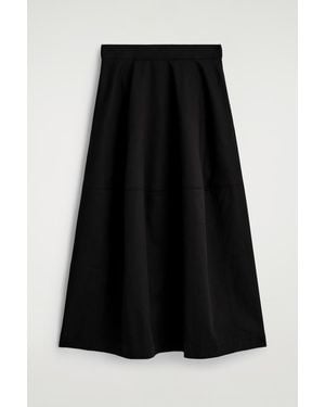 COS Voluminous Cotton Midi Skirt - Black