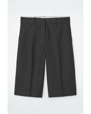 COS Longline Wool-blend Twill Shorts - Gray