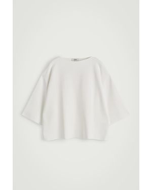 COS Oversized Knitted Boat-neck Jumper - White