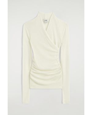COS Wrap-Over Merino Wool Top - Natural