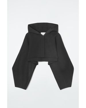 COS Cropped Double-Faced Wool Hooded Jacket - Black