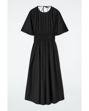 COS Gathered Open-back Midi Dress - Black