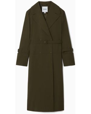 COS Double-breasted Wool-blend Trench Coat - Green