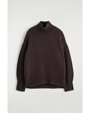 COS Chunky Funnel-Neck Wool Jumper - Brown