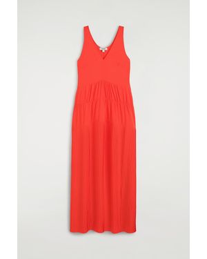 COS Abito Maxi Plissé Con Scollo A V - Rosso