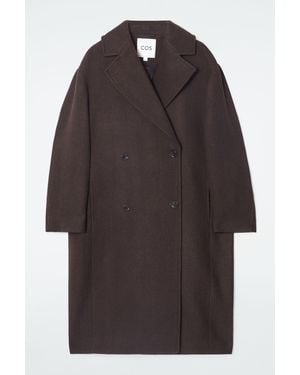 COS Double-breasted Wool-herringbone Coat - Brown