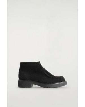COS Lace-Up Suede Ankle Boots - Black