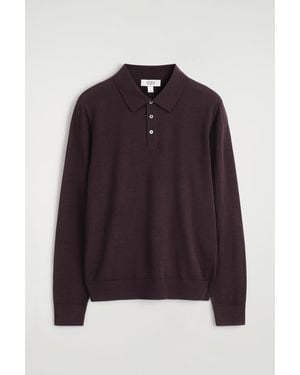 COS Slim Merino Wool Polo Shirt - Red