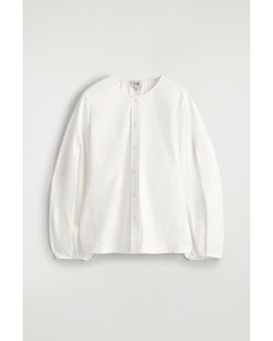 COS Gathered Pima Cotton Blouse - White