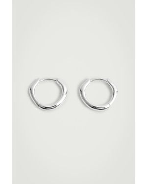 COS Sterling Silver Huggie Hoop Earrings - Natural