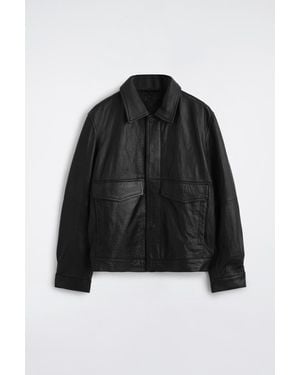 COS Leather Flight Jacket - Black