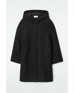 COS Hooded Boiled-wool Coat - Black