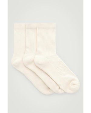 COS 3-pack Ribbed Sport Socks - Natural
