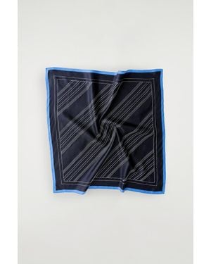 COS Embroidered Silk Scarf - Blue
