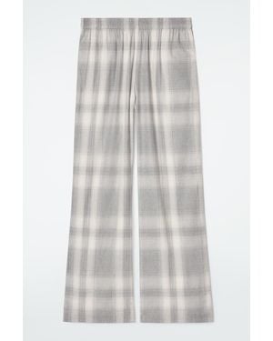 COS Checked Flannel Pyjama Trousers In Grey - White