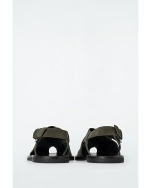COS Crossover Suede Slingback Sandals - Gray