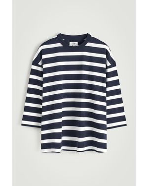COS Oversized 3/4 Sleeve T-Shirt - Blue