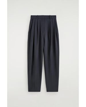 COS Pleated Wool-Blend Tulip Trousers - Blue