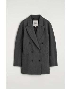 COS Sculpted Double-Breasted Longline Blazer - Black