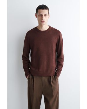 COS Strickpullover Aus Leinen Mit Rundhalsausschnitt - Braun