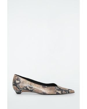 COS Pointed Leather Kitten-Heel Court Shoes - White