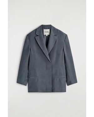 COS Crinkled-Silk Blazer - Blue
